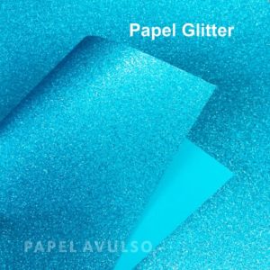 Papel Glitter Azul Claro