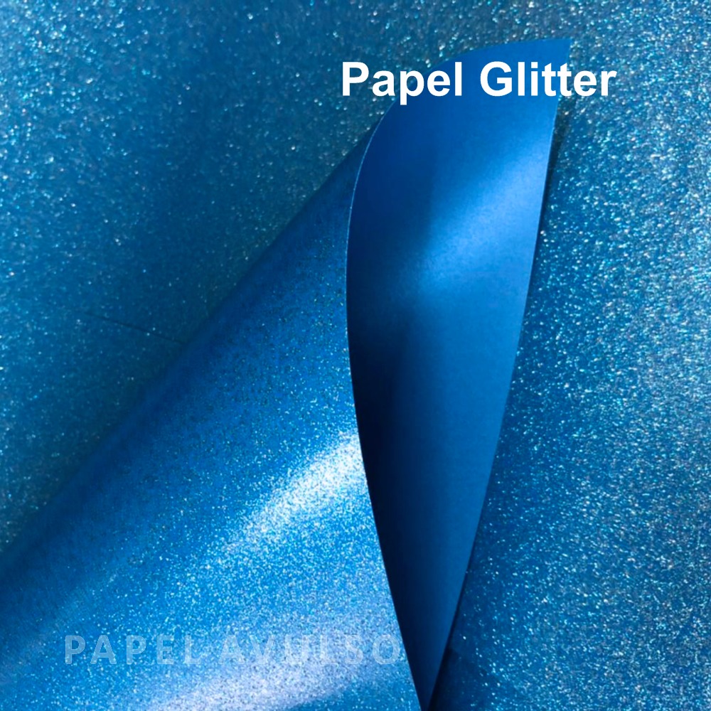 Papel Glitter Azul Forte
