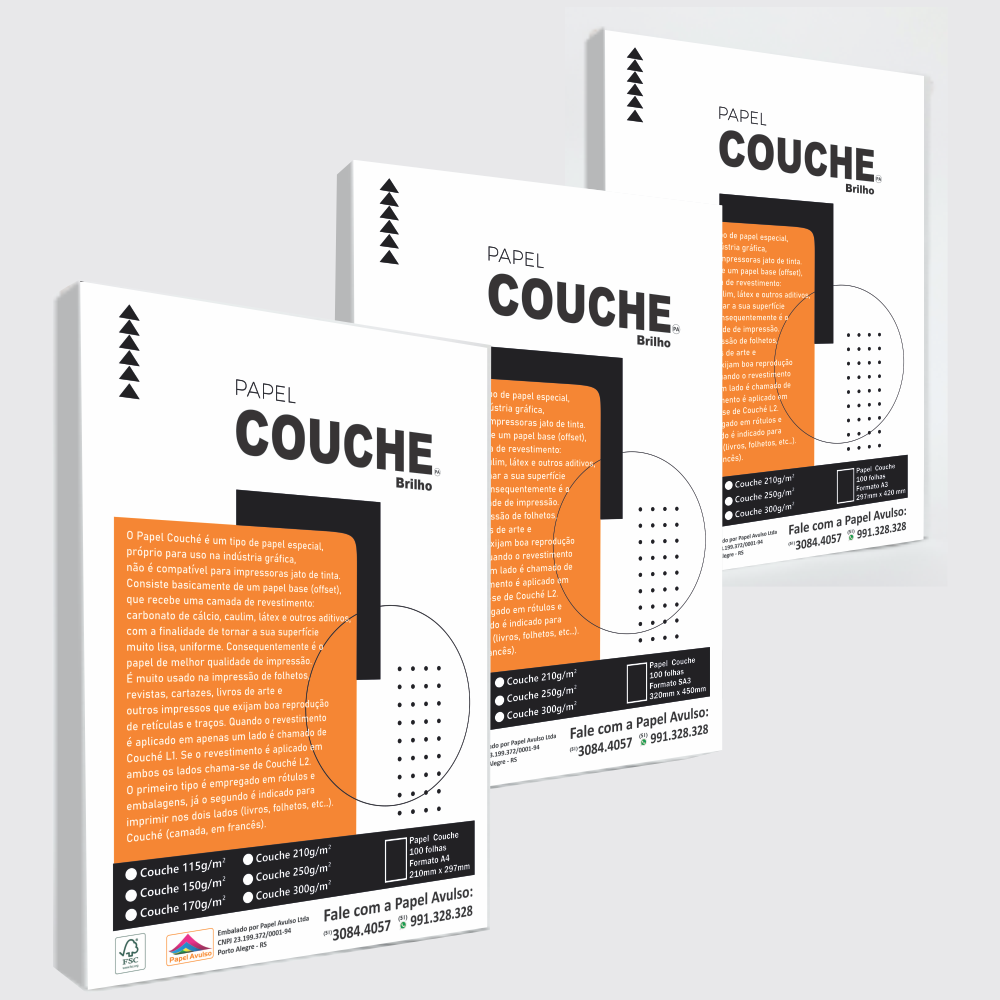 Papel Couche Brilho em A4/A3/SA3