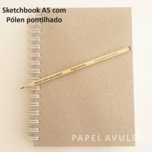 Sketchbook A5 c/Pólen pontilhado - Capa Rustica - Wire-o branco